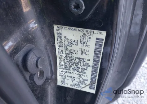 2007 Nissan Frontier Xe из США, поврежденный, VIN 1N6BD06T67C440941